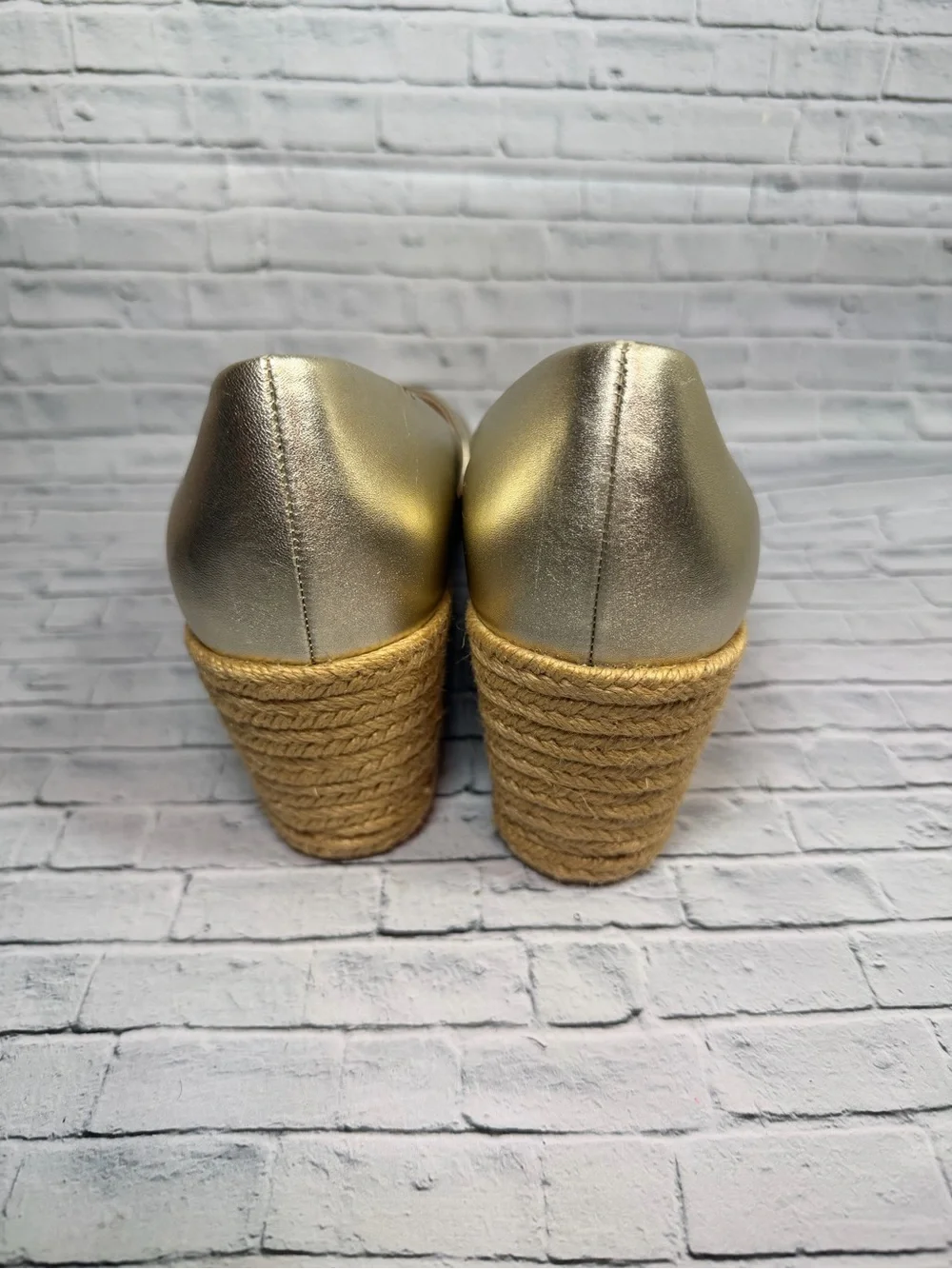 Jack Rogers Metallic Gold Crossband Wedge Sandals